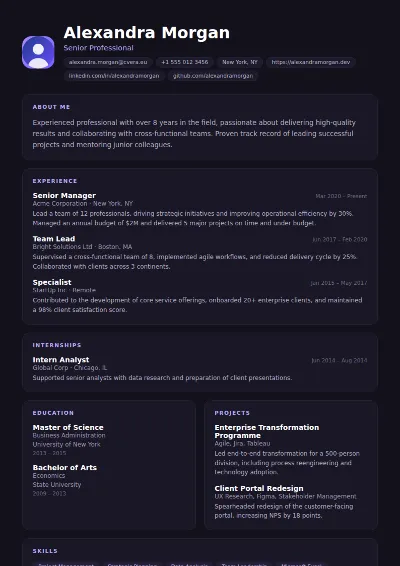 Nightshift CV Template