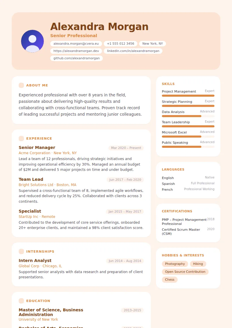 Peach CV Template