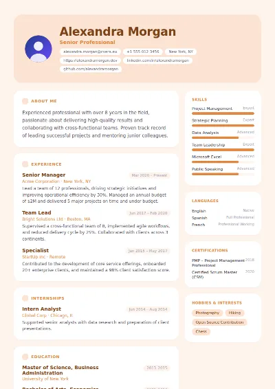 Peach CV Template