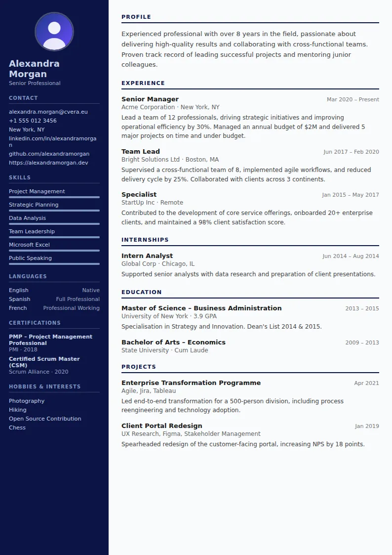 Pilot CV Template