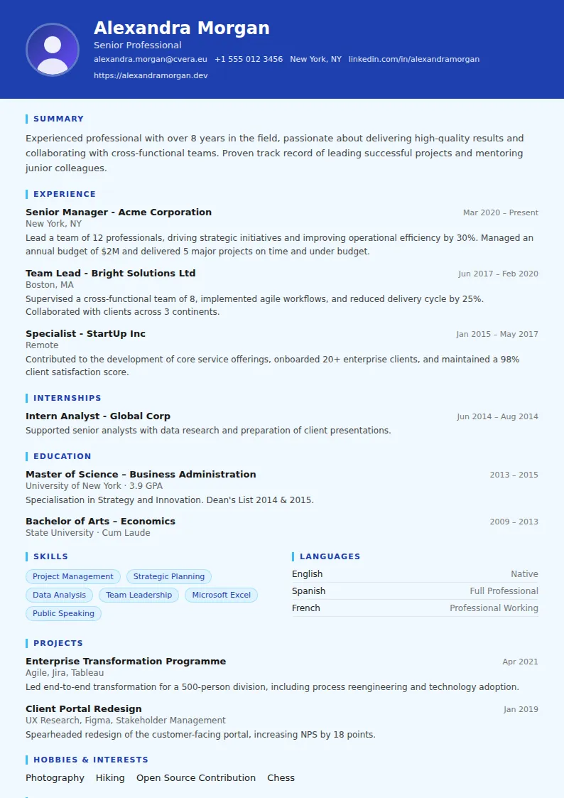 Plumber CV Template