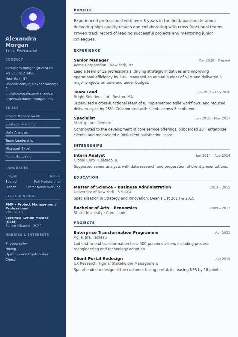Police CV Template