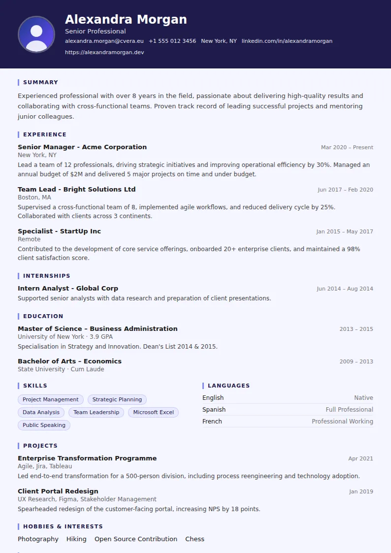 Professor CV Template