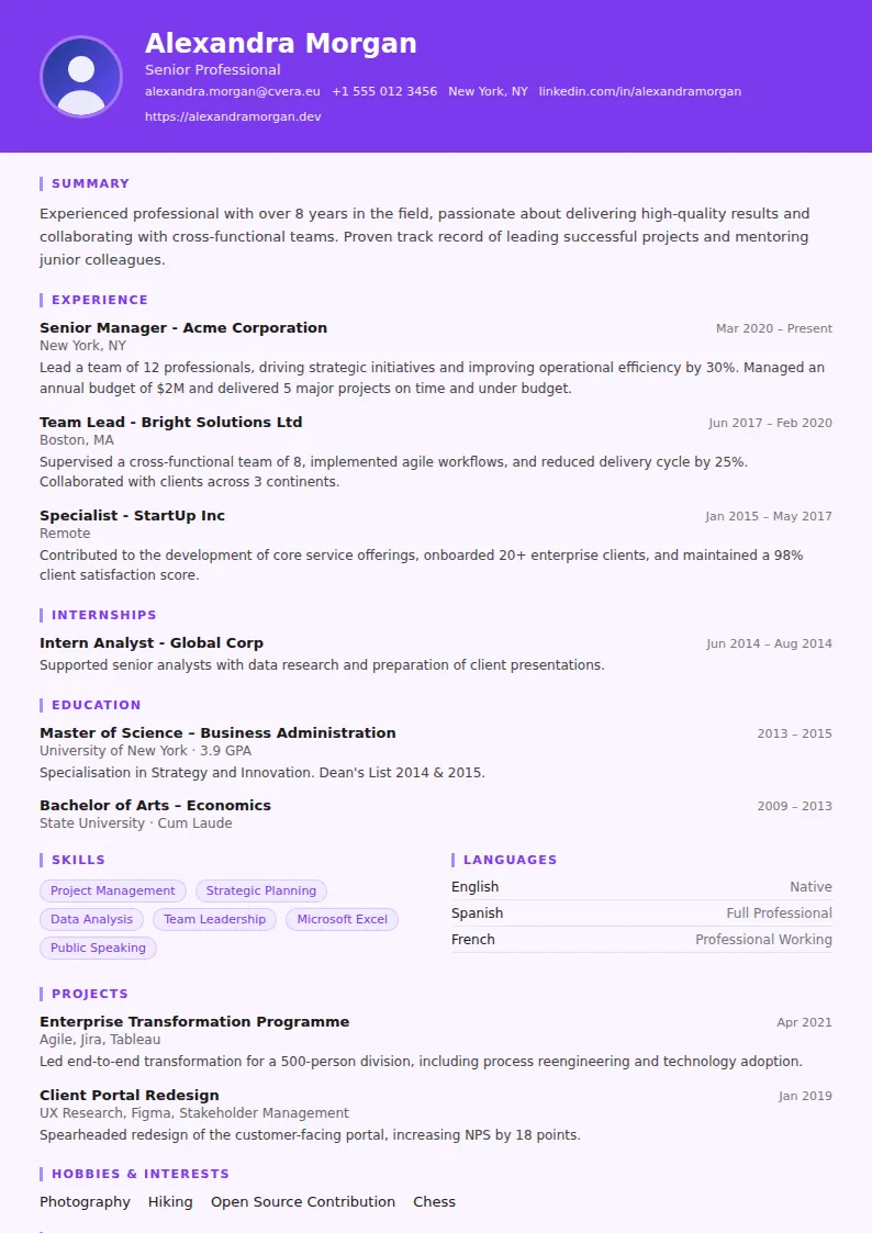 Psychologist CV Template