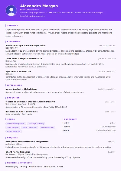 Psychologist CV Template