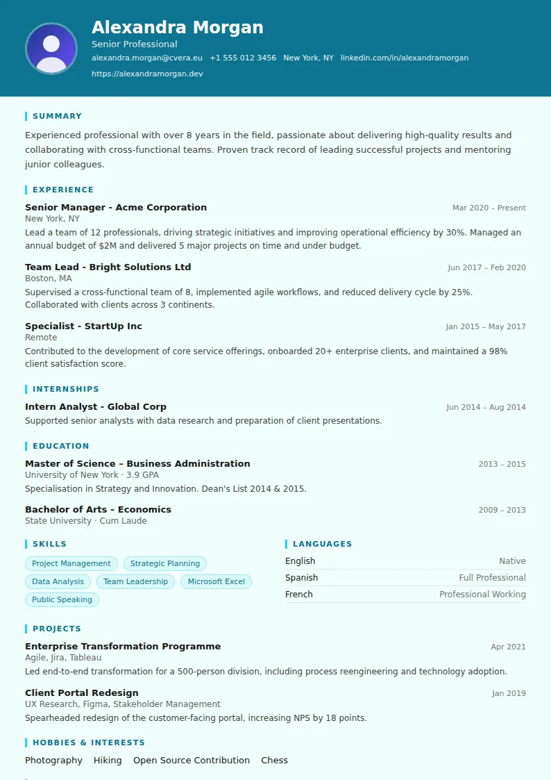 Scientist CV Template