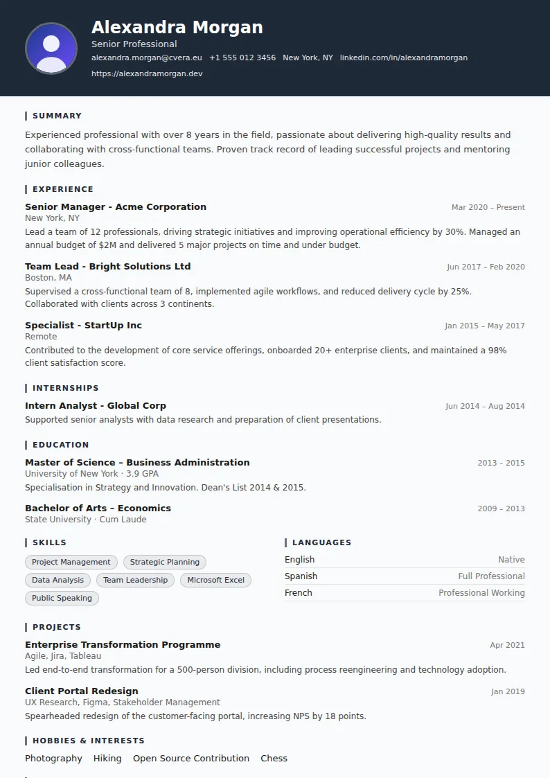 Security Guard CV Template
