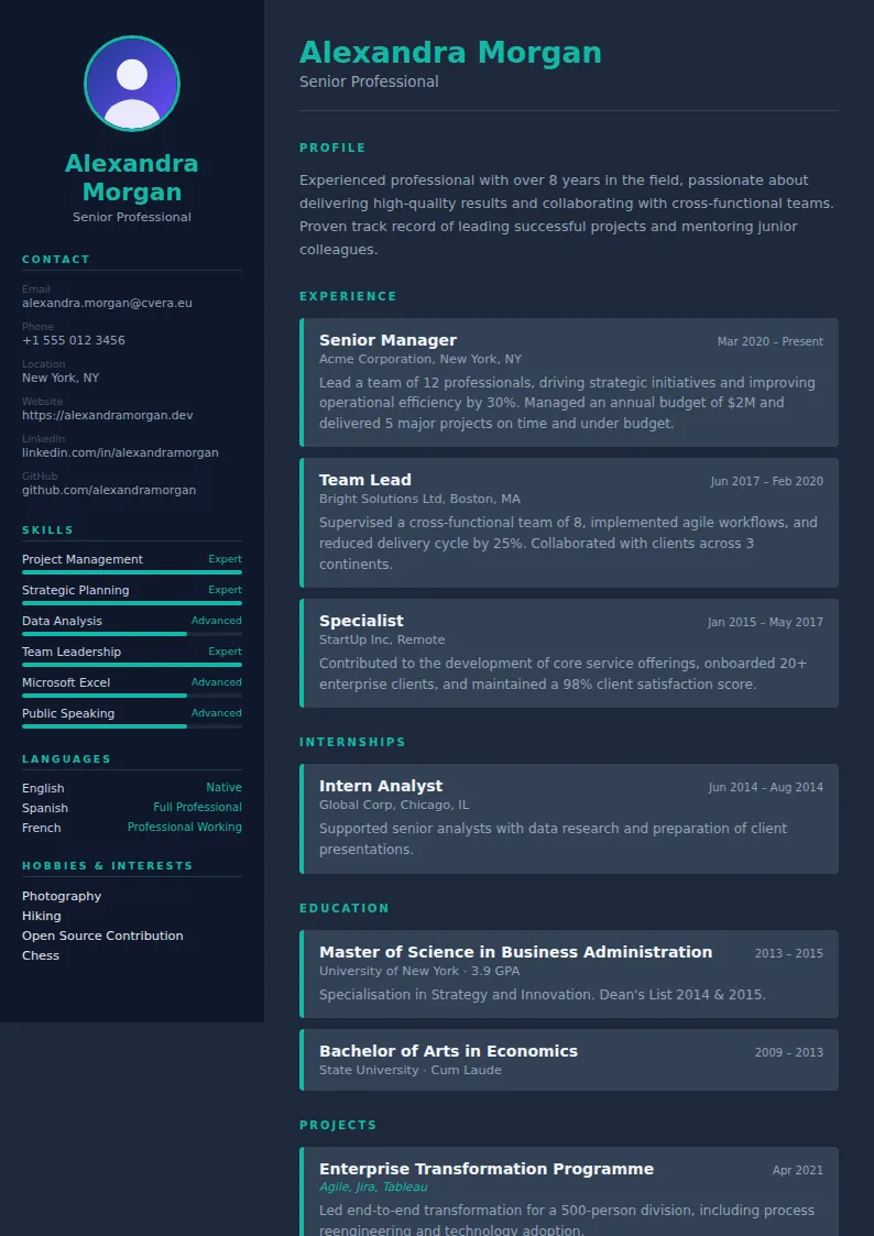 Slate CV Template