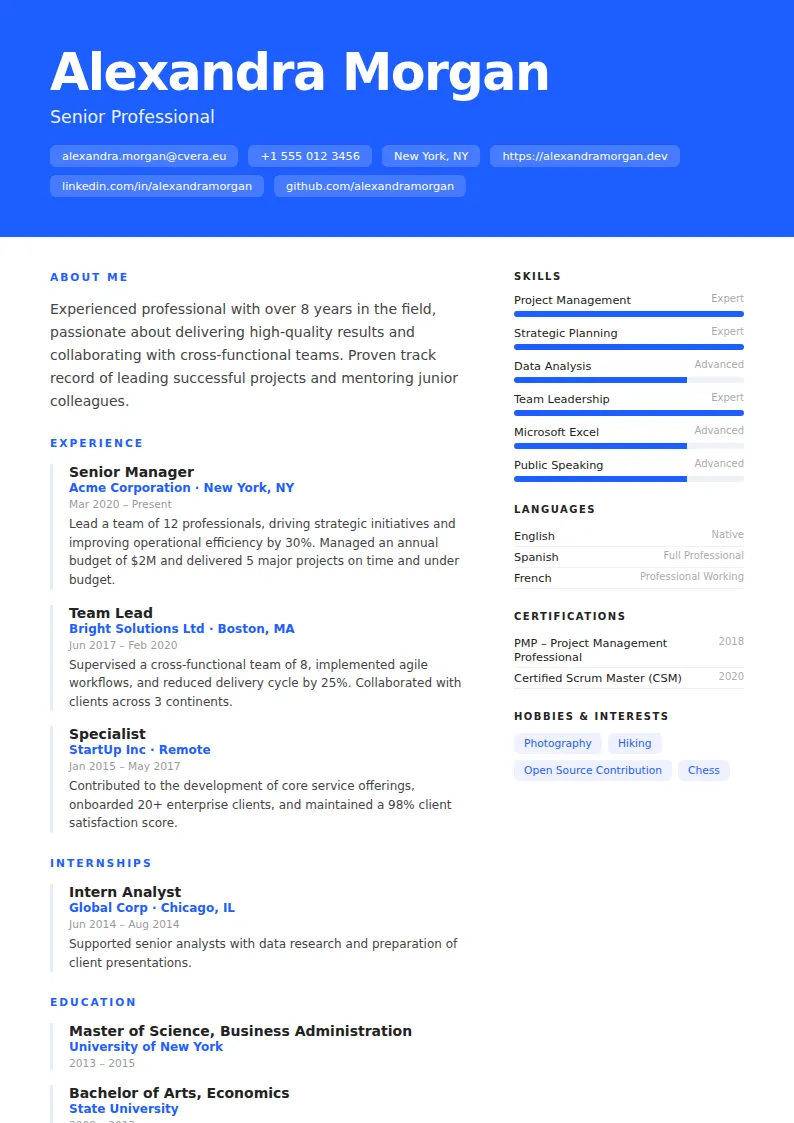 Spectrum CV Template