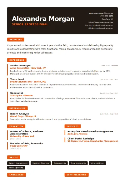 Tangerine CV Template