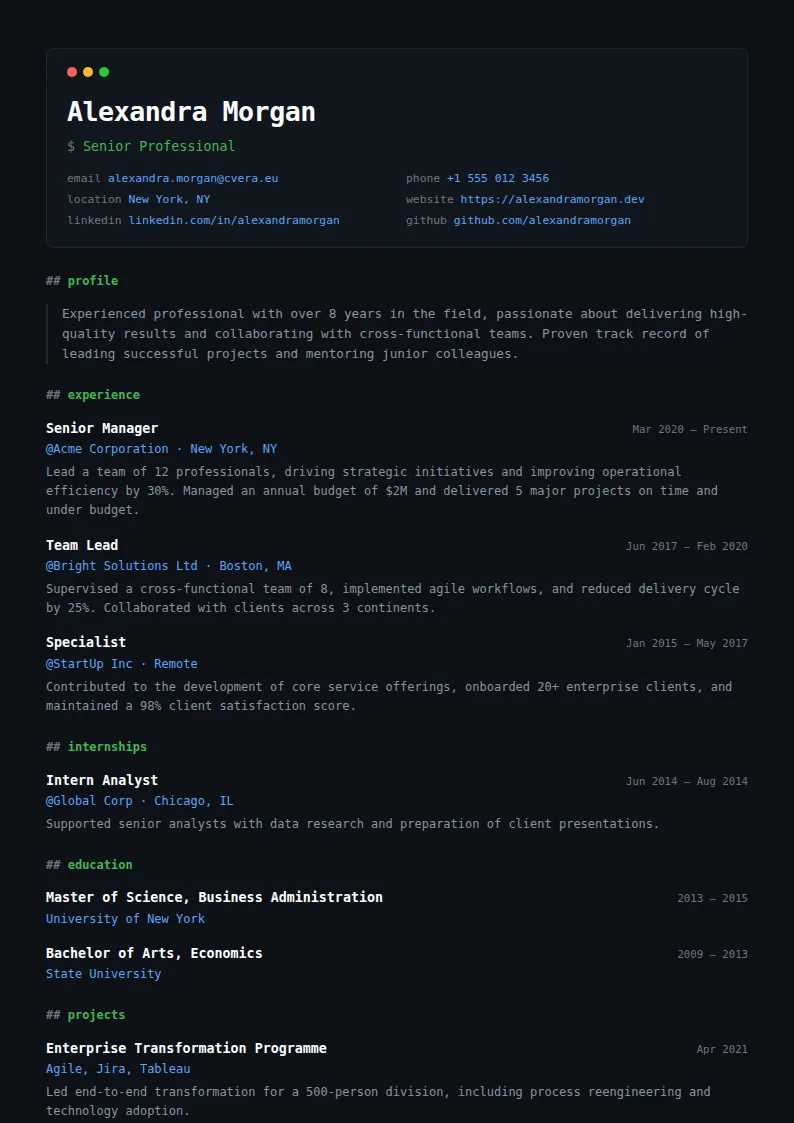 Terminal CV Template