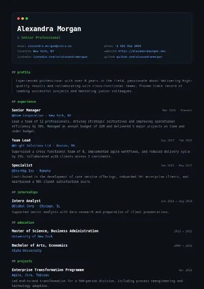 Terminal CV Template