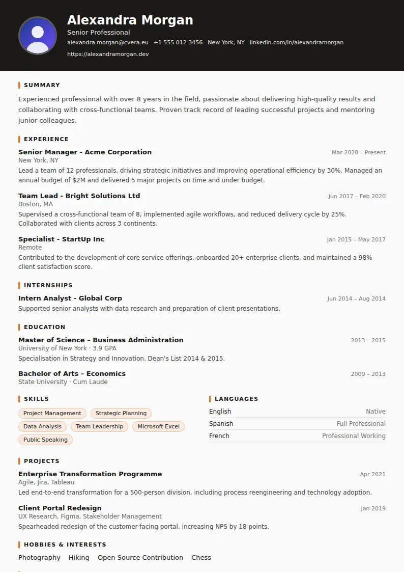 Truck Driver CV Template