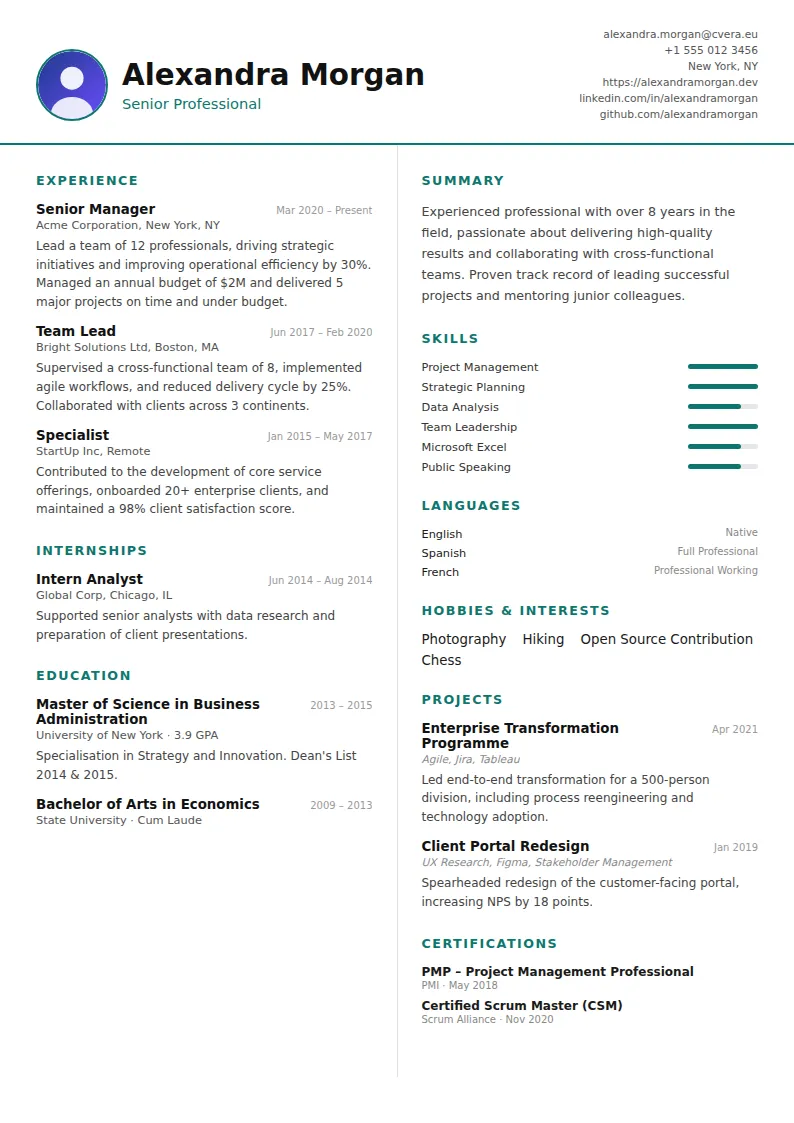 Two Column CV Template