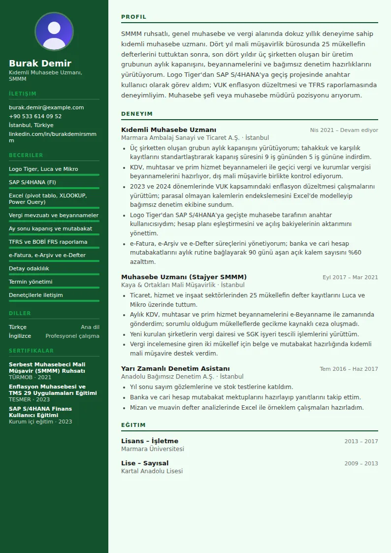 Muhasebeci CV Örneği