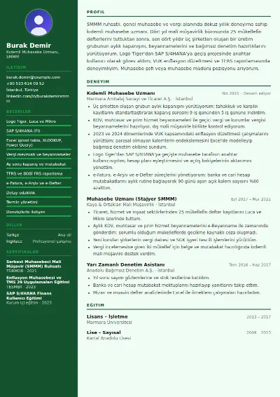 Muhasebeci CV Örneği