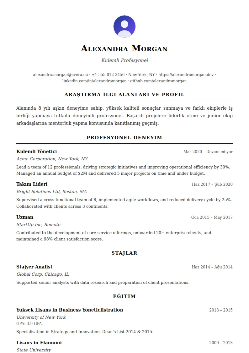 Academic CV Şablonu