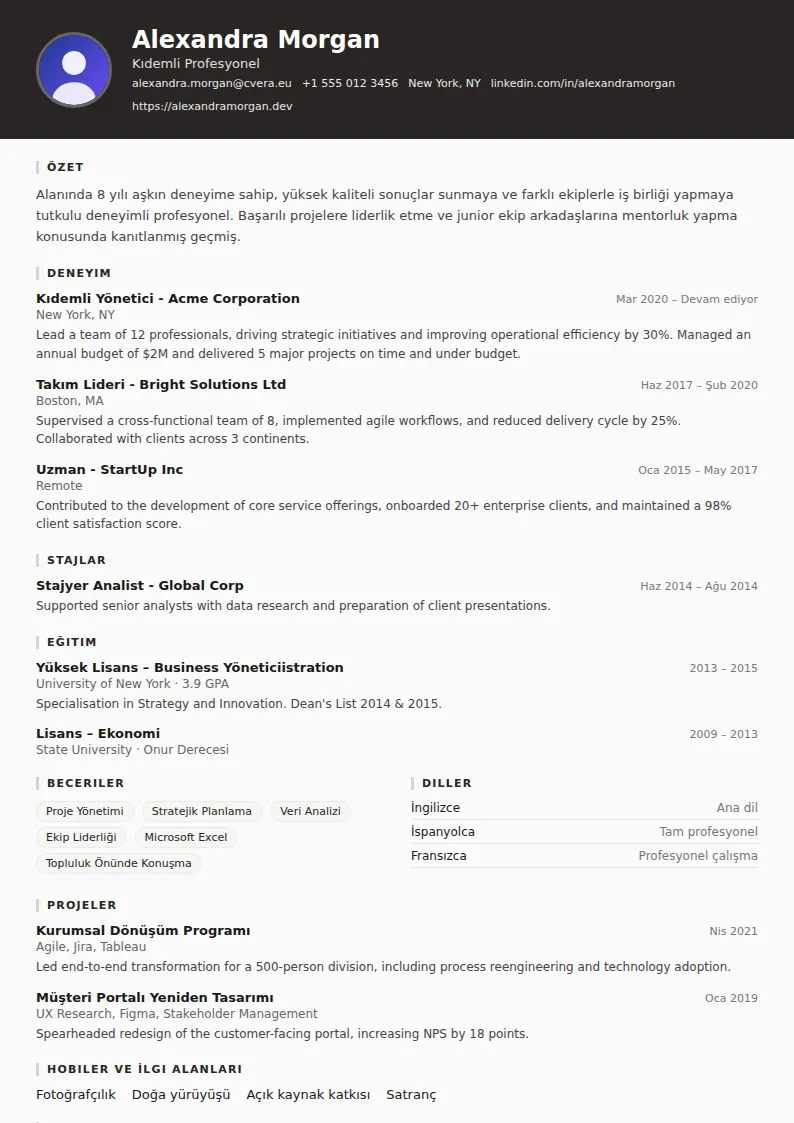 Architect CV Şablonu