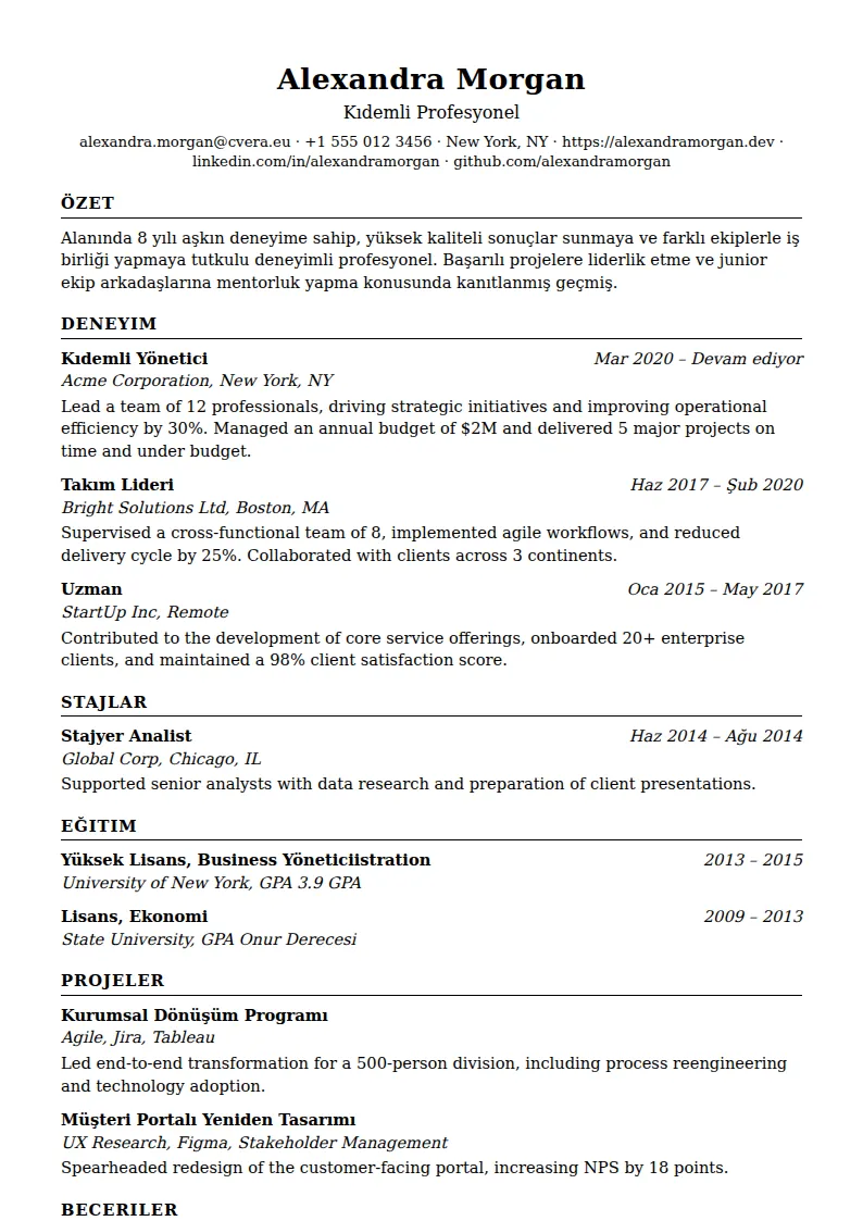 ATS Classic CV Şablonu