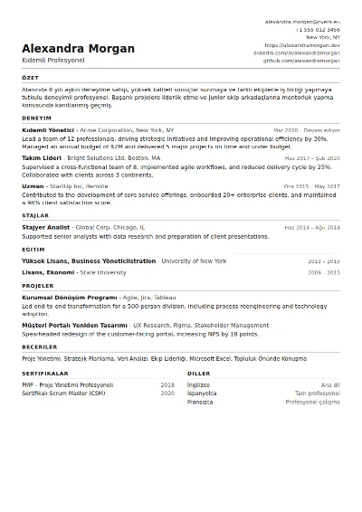 ATS Compact CV Şablonu