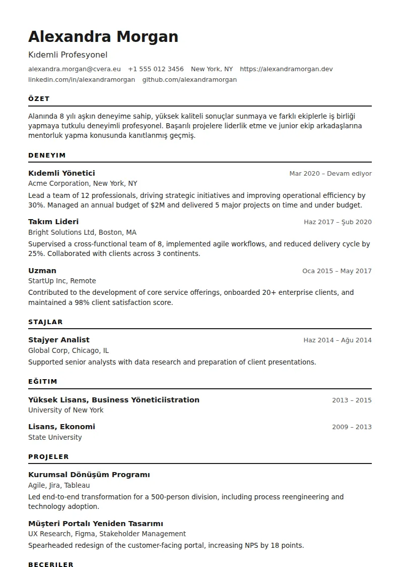 ATS Modern CV Şablonu
