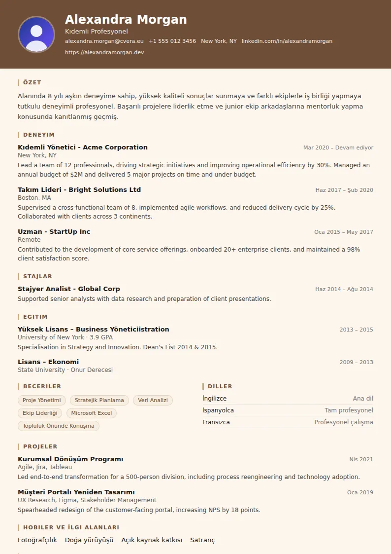 Barista CV Şablonu