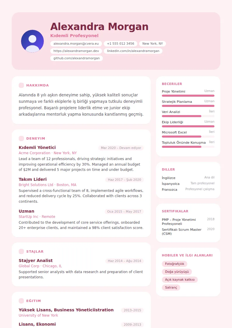 Bloom CV Şablonu