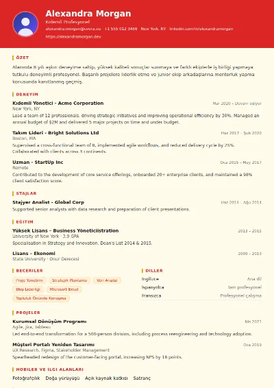Chef CV Şablonu