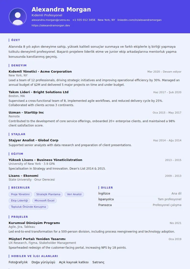 Data Scientist CV Şablonu