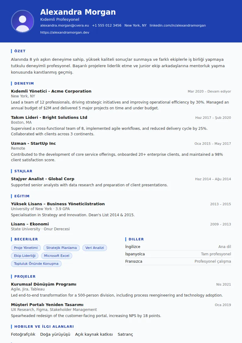 Driver CV Şablonu