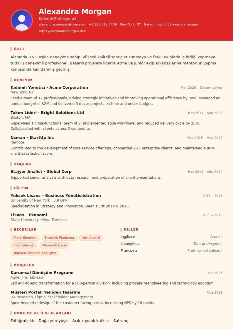Firefighter CV Şablonu
