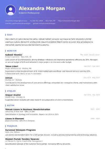 Gradient CV Şablonu