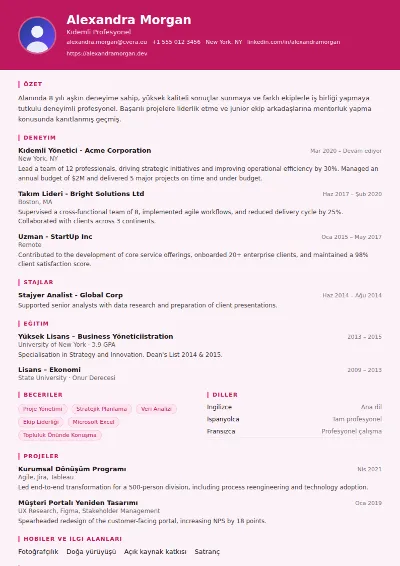 HR Manager CV Şablonu
