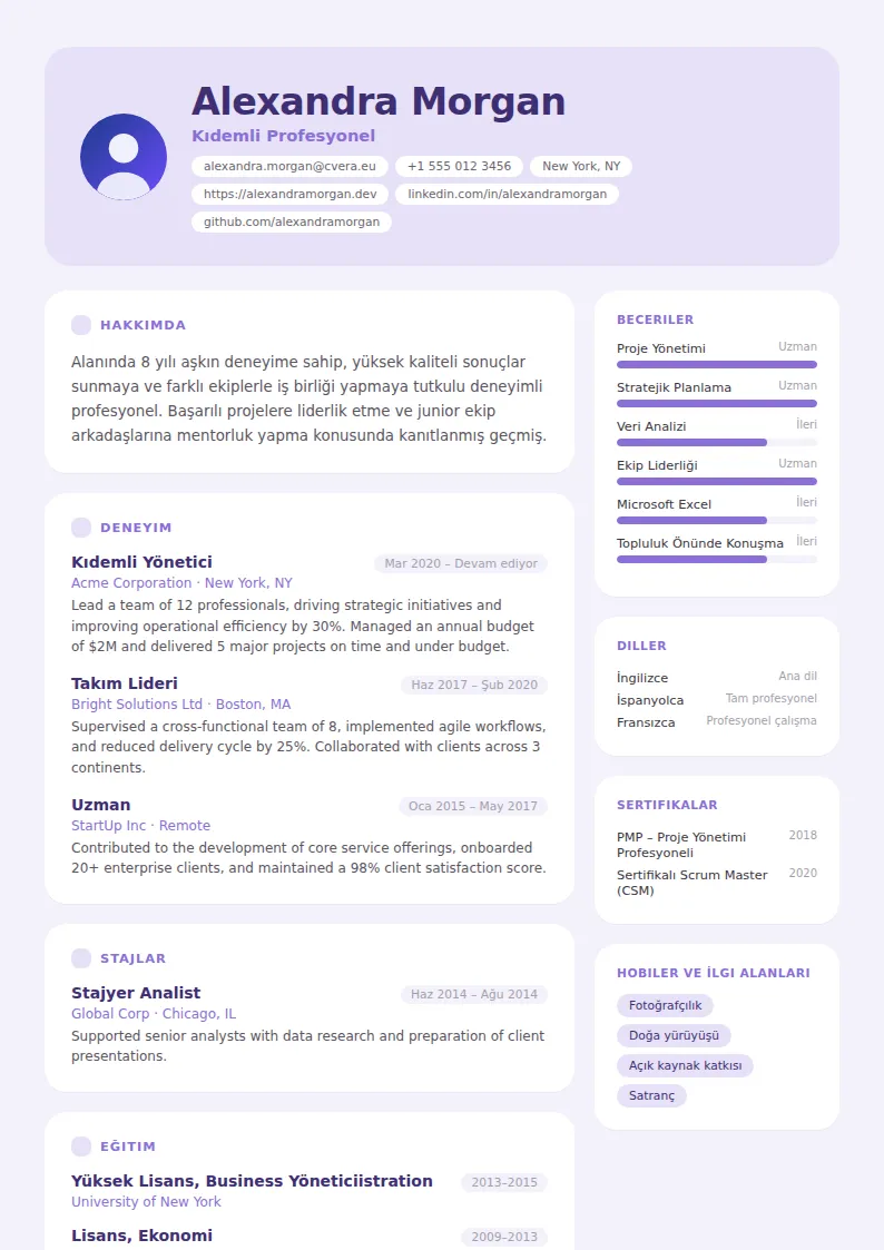 Lilac CV Şablonu
