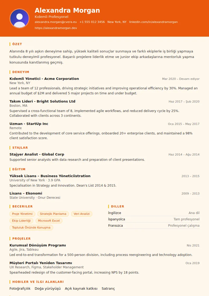Marketing CV Şablonu