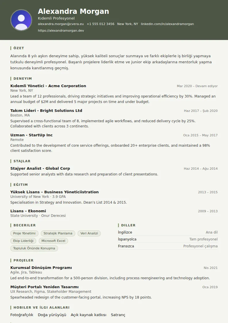 Military CV Şablonu