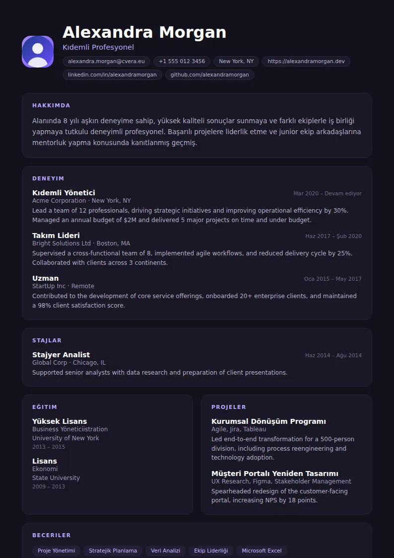 Nightshift CV Şablonu