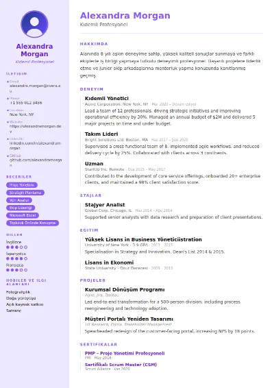 Pastel CV Şablonu
