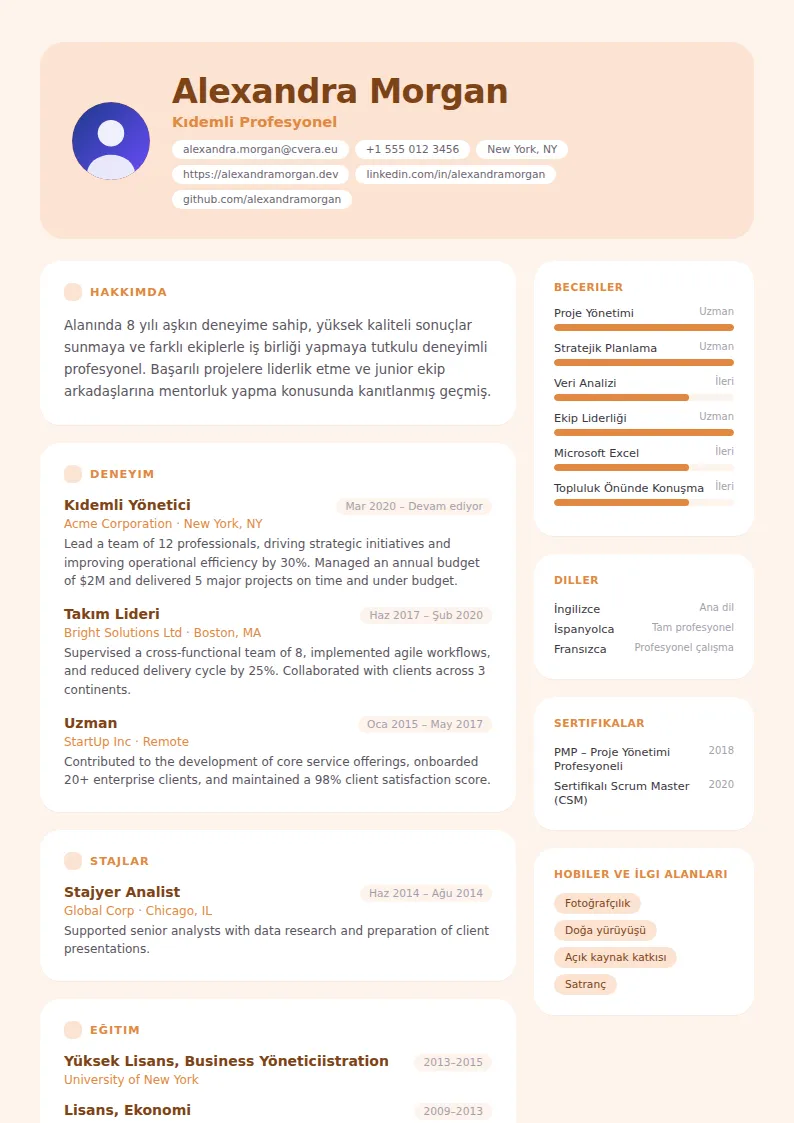Peach CV Şablonu