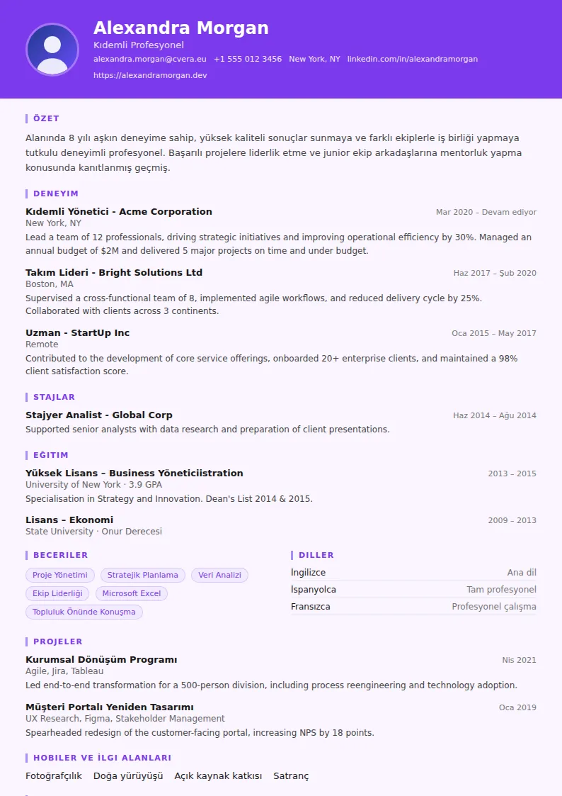 Psychologist CV Şablonu