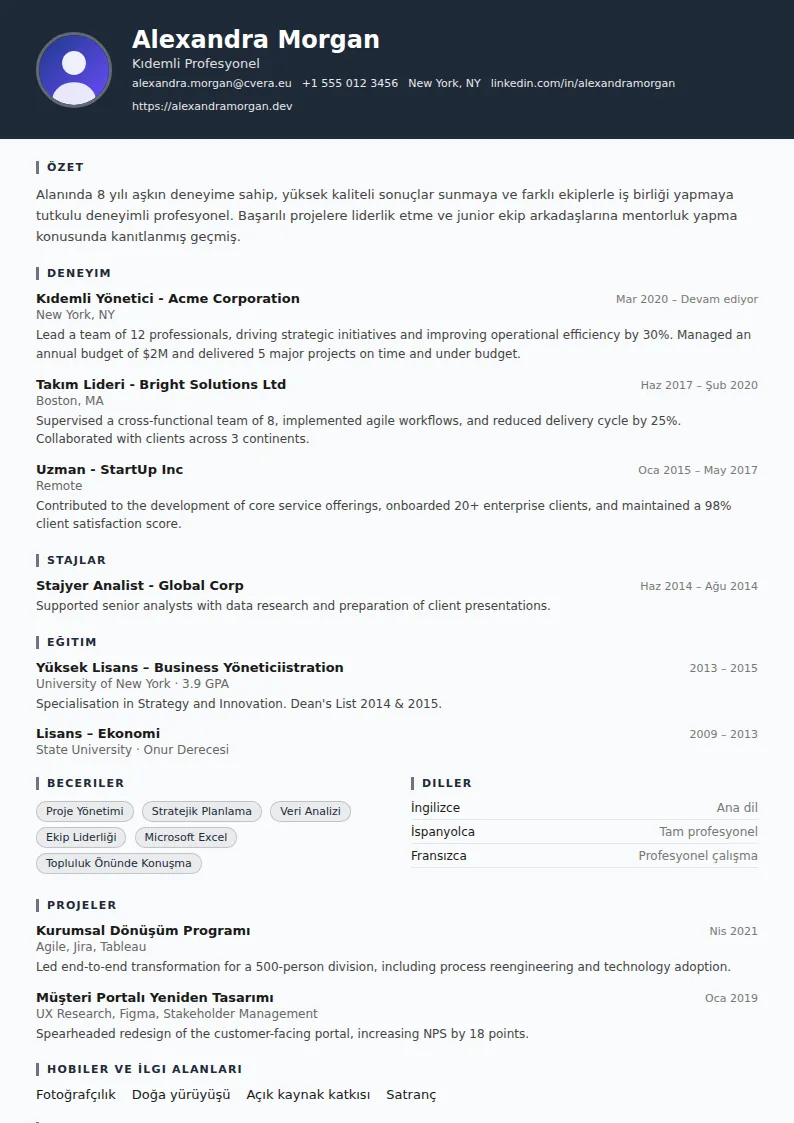 Security Guard CV Şablonu