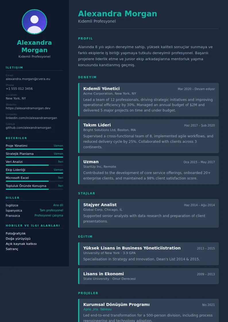 Slate CV Şablonu