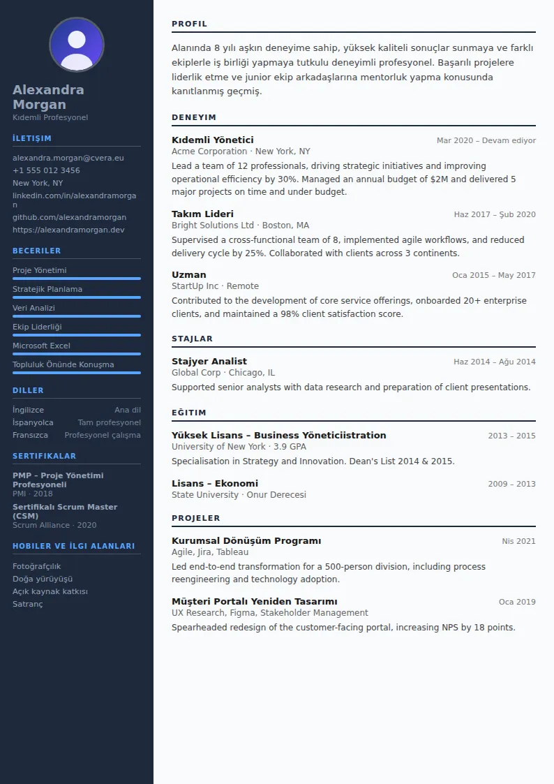 Software Engineer CV Şablonu