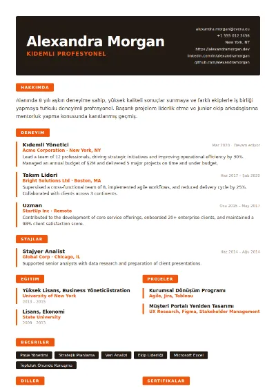 Tangerine CV Şablonu