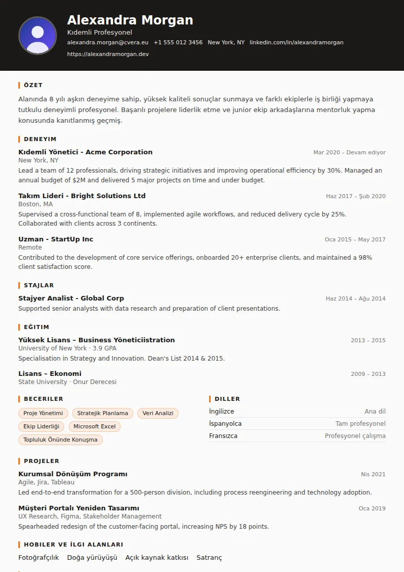 Truck Driver CV Şablonu