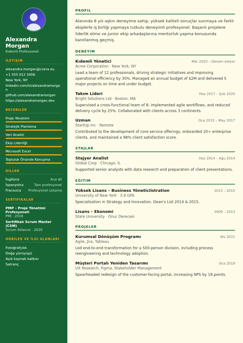 Veterinarian CV Şablonu